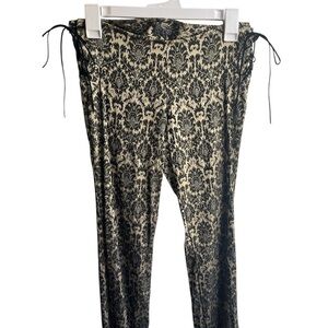 HEART.MOON.STAR. Rare Damask Print Whimsigoth Moody Gothic 90s Flare Trousers‎